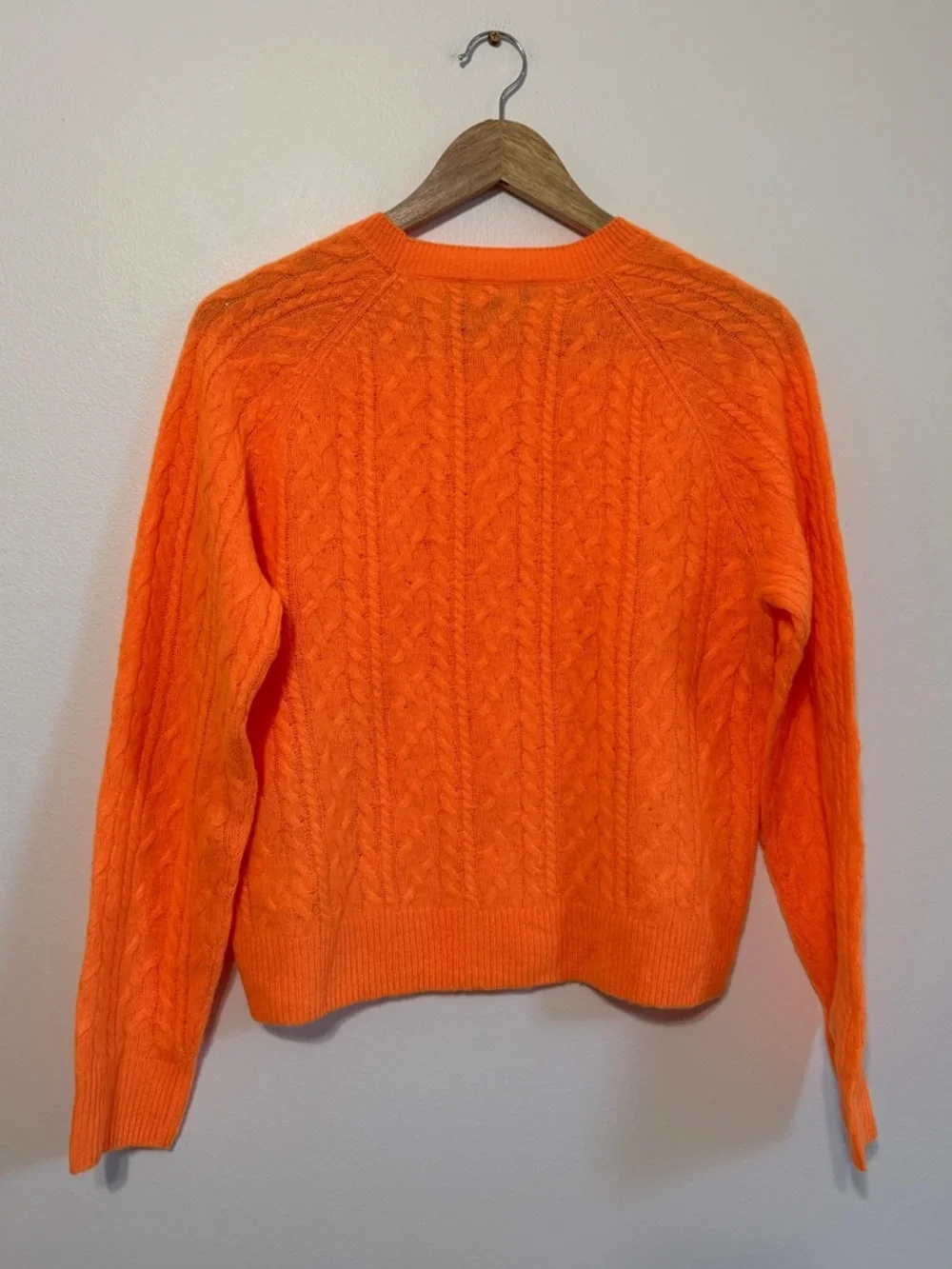 J. Crew Orange Cable-Knit Crewneck Sweater